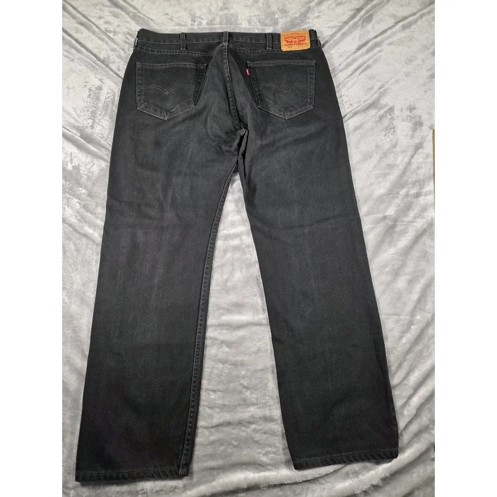 Levi's 505 Denim Jeans Mens‎ 40x32 Black Dark Wash Straight Leg